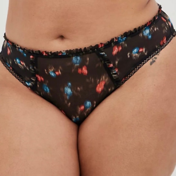 🆕 Ruched Floral Mesh Ruffle Underwire Bra Panty Set 1 1X 14 16 NWT Torrid New! - Picture 7 of 11